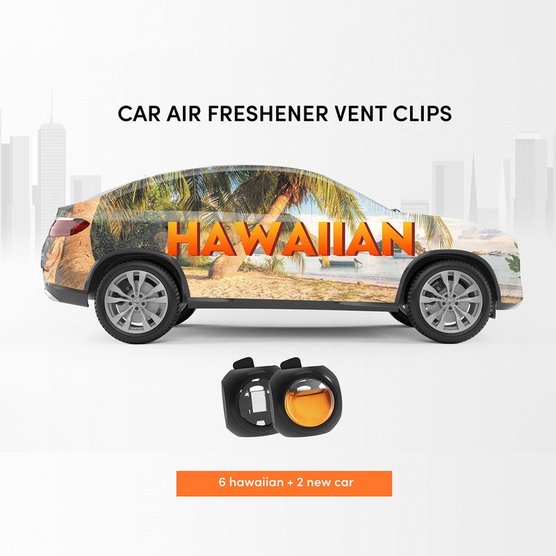DRIVEJOY Car Air Freshener Vent Clips  8 PK  6 Hawaiian  2 New Car  Car Fresheners for Men Women  Up to 240 Days  Natural Odor Eliminator - Image 2